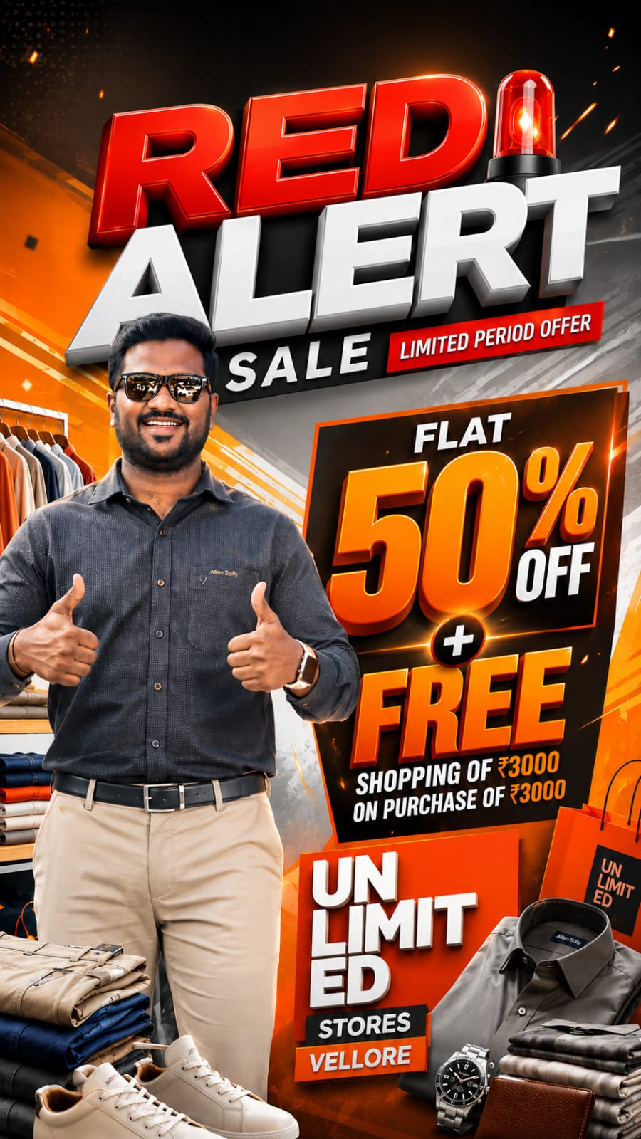 Red Alert Shoe Sale banner advertisement